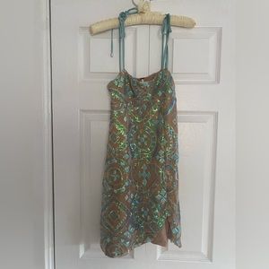 Free People Blue Sequin Mini Dress size 6
